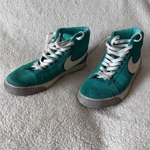 Nike Turquoise and White High-Top Sneakers
